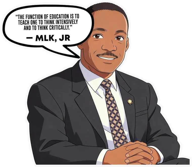 Dr. Martin Luther King Jr.: The function of education is to teach one to think intensively and to think critically